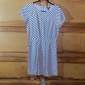 NWT J. Crew Navy and White Diagonal Stripe Mini Dress
